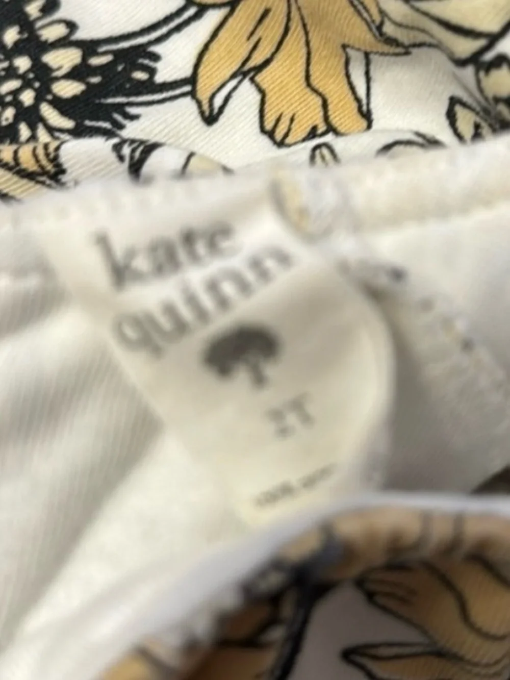 Kate Quinn 2T Floral Ruffle Romper Mustard Black Cream Long Sleeve Bubble EUC